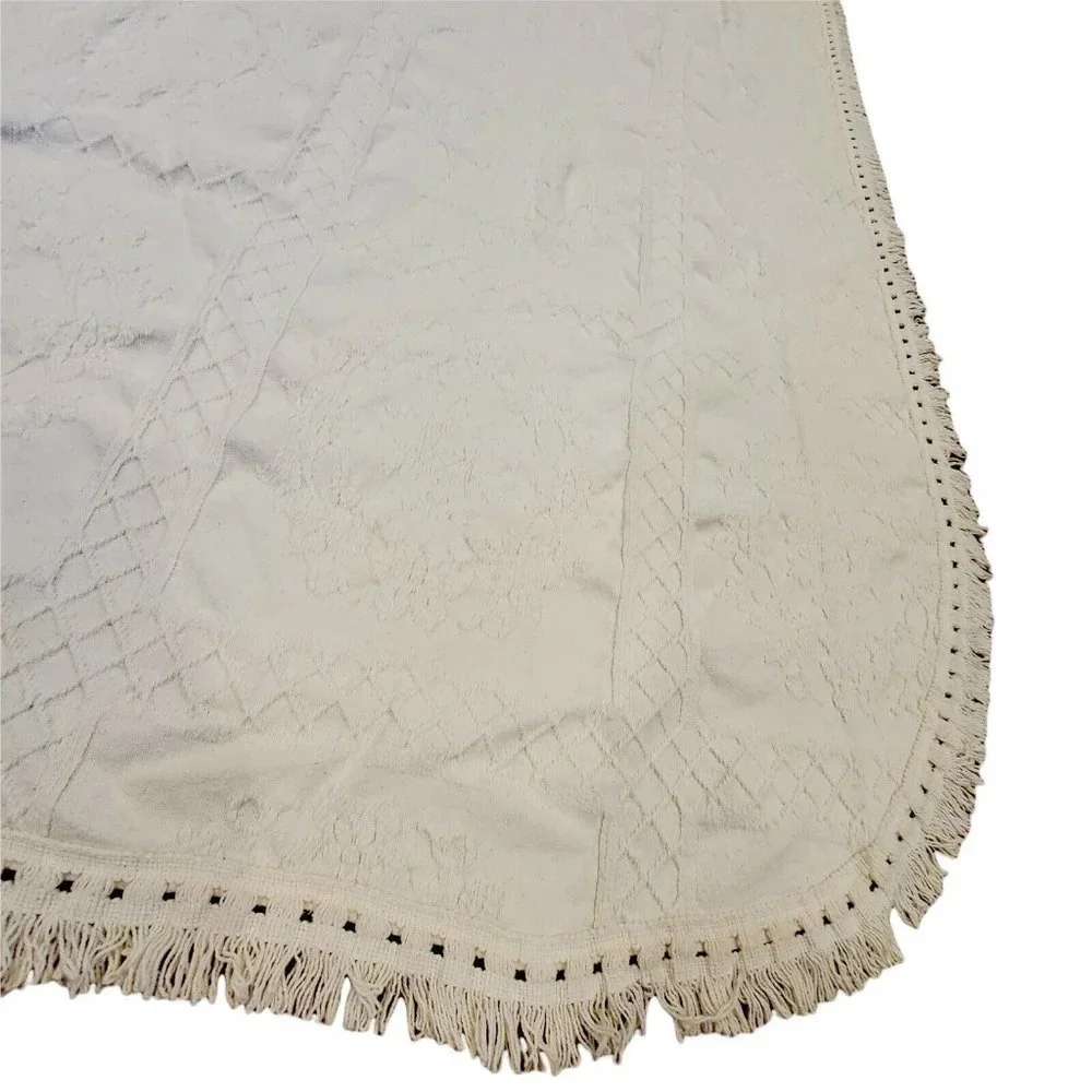 Vintage Crown‎ Craft Chenille Bedspread Coverlet Bohemian Twin Fringe 76x108